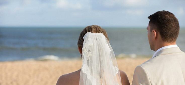 Bride and Groom on a beach