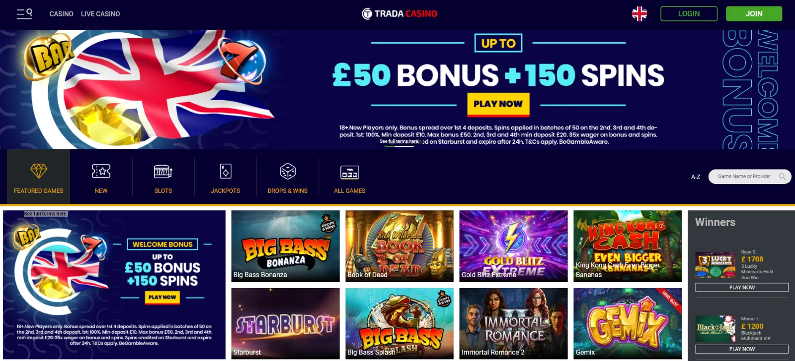 Trada online casino